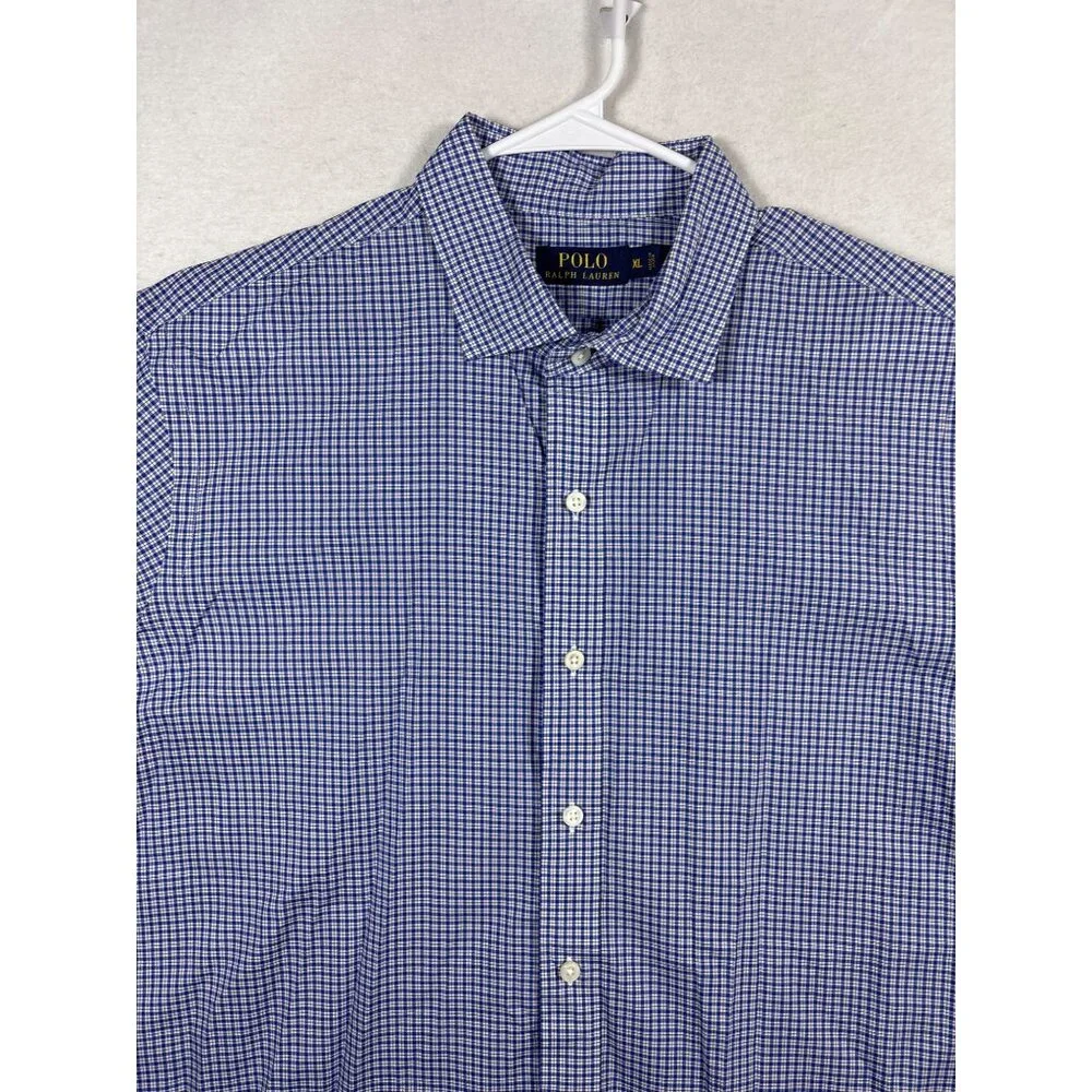 Polo Ralph Lauren‎ Mens Blue Gingham Check Dress Shirt XL